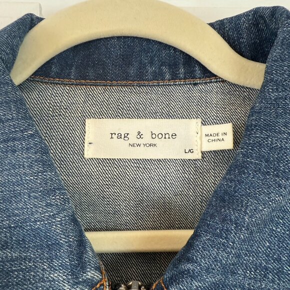 Rag & Bone Nico Leather & Denim Crop Jacket - Large - Picture 6 of 6